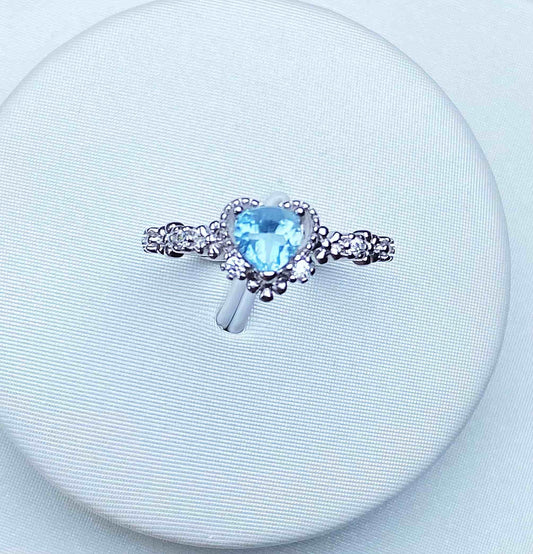 Sterling Silver Aquamarine Adjustable Ring
