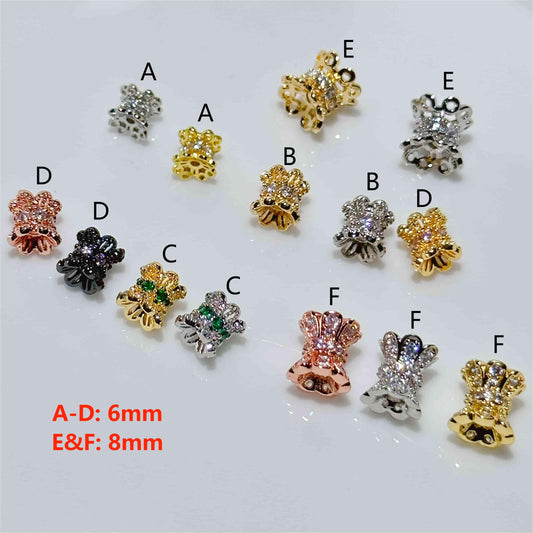 CZ Setting Double Sided Flower Spacer 20k Gold Plated for Women Necklace Bracelet Jewelry Making