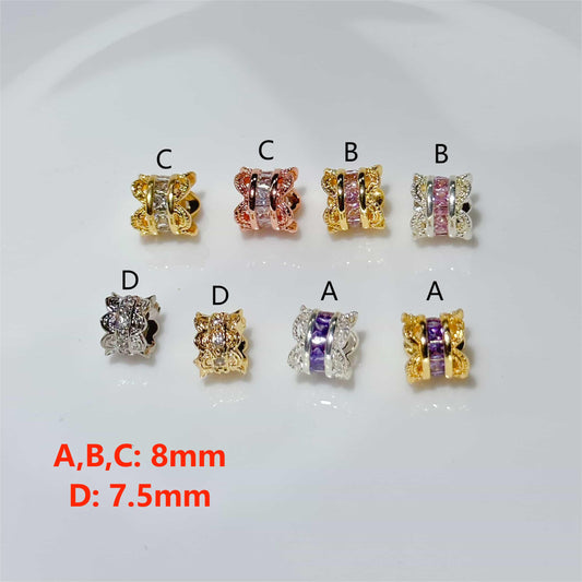 Pave Wave Spacer with CZ Tube Spacer Beads Gold Plated Bracelet Connector Charms Beads for Jewelry Making