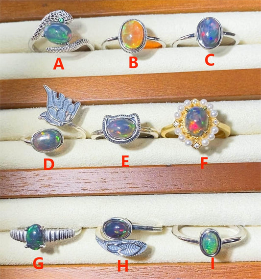 Sterling Silver Ethiopian Opal Adjustable Ring