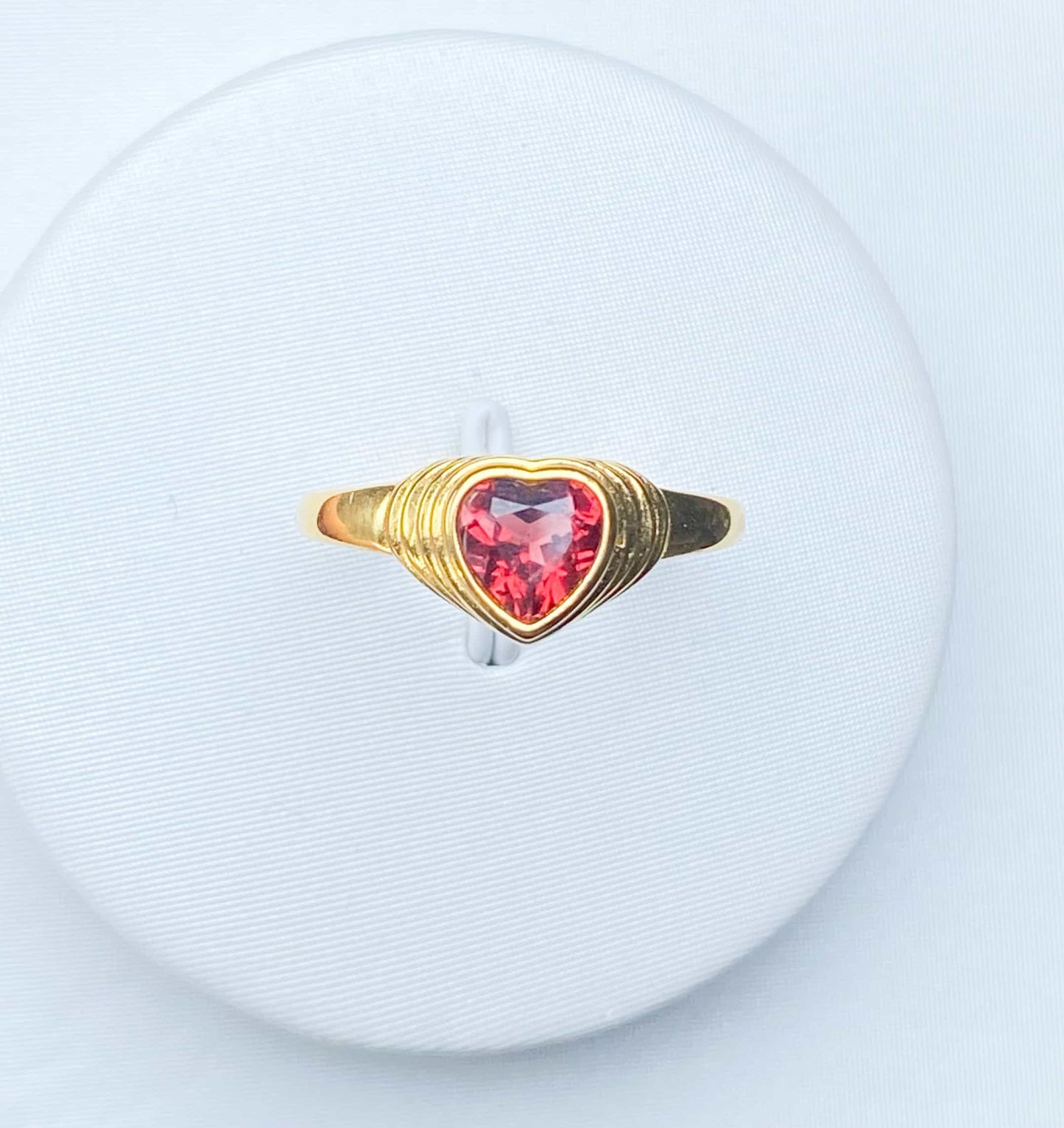 Sterling Silver Red Garnet Heart Adjustable Ring