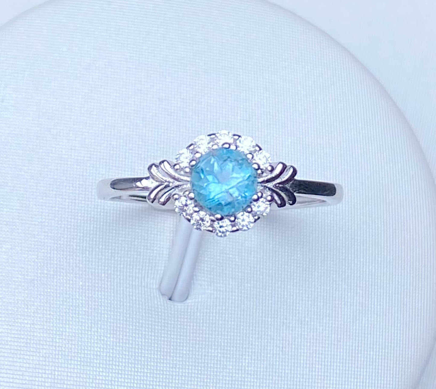 Sterling Silver Aquamarine Adjustable Ring