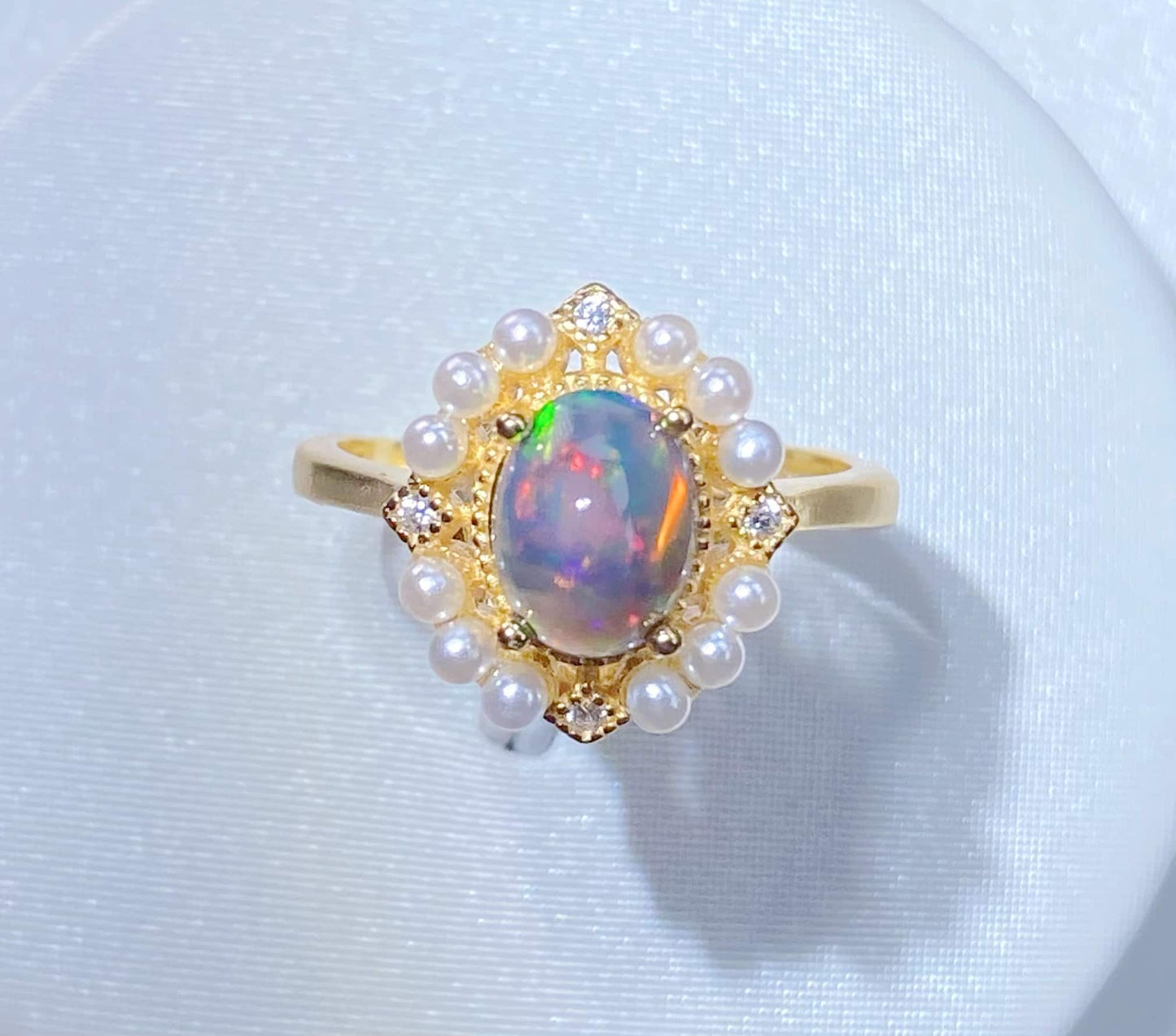 Sterling Silver Ethiopian Opal Adjustable Ring
